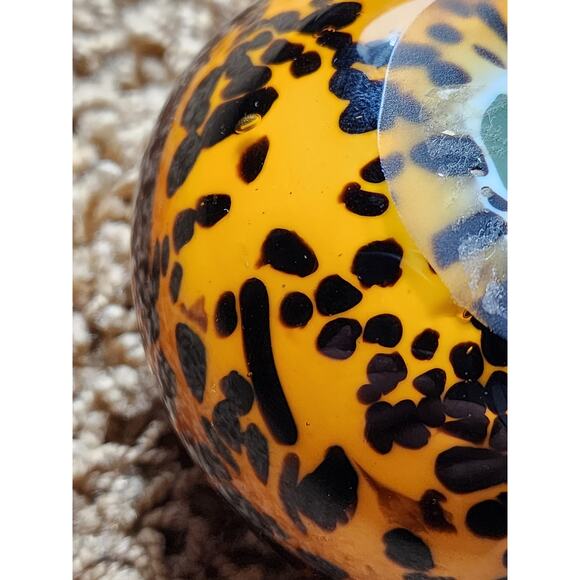 Paperweight Art Glass Leopard Animal Print Vintage Bookshelf Home Office Decor - Picture 10 of 12
